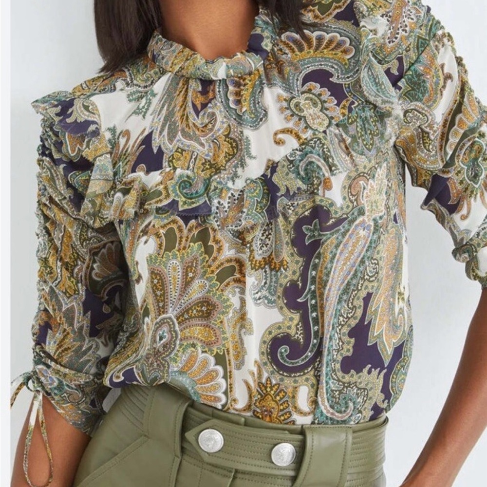 Veronica Beard Howell blouse - army multi